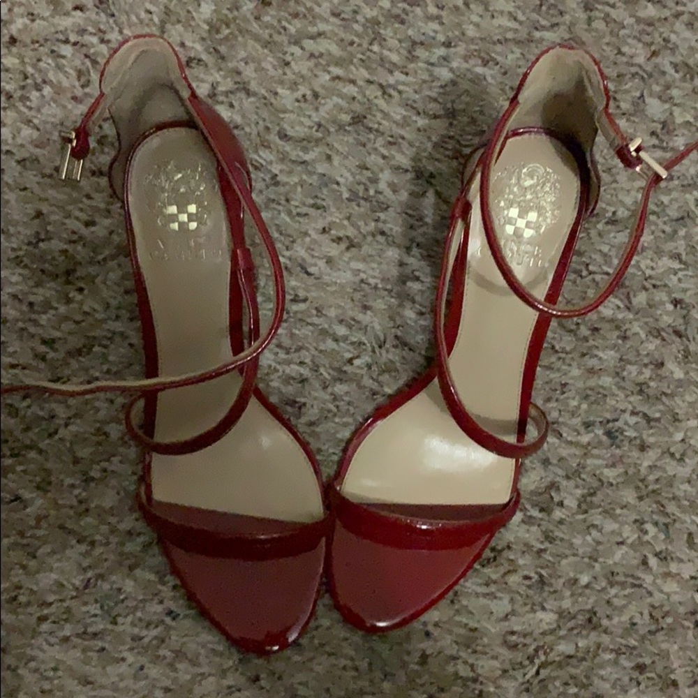 Red strapped heels